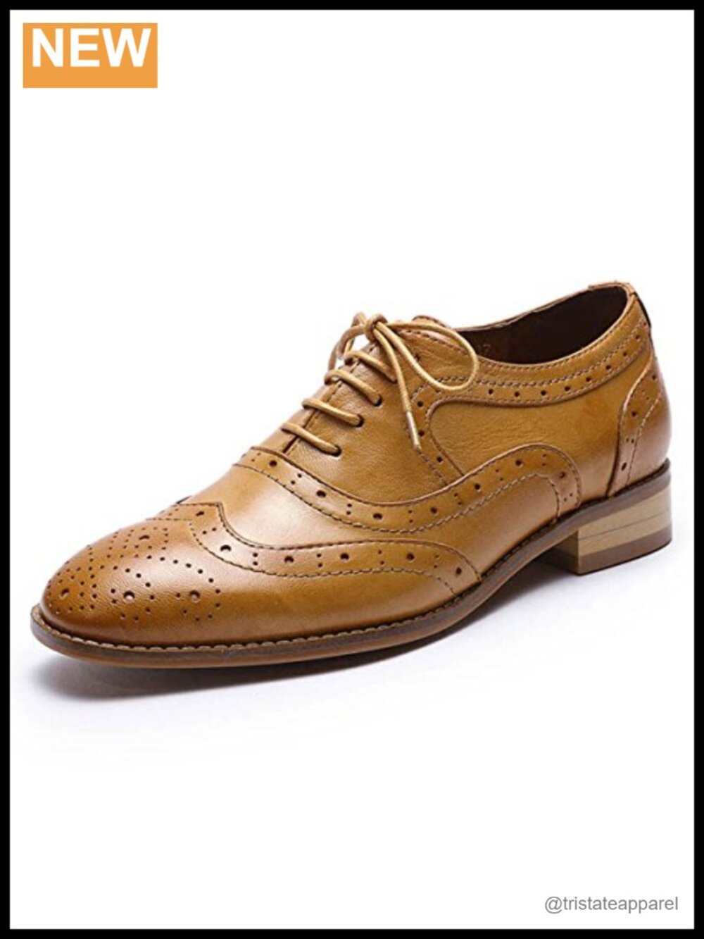 Leather Perforated Lace-up Oxfords Brogue Wingtip Flats